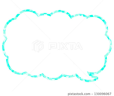 Stained glass style speech bubble, triangular pattern, elongated cloud shape 130096067