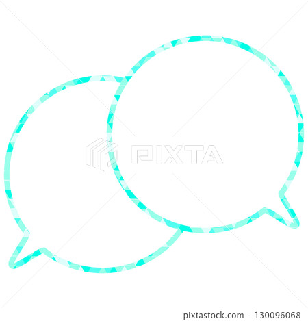 彩色玻璃風格的對話泡泡，三角形圖案，重疊對話 130096068