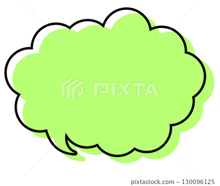 A simple speech bubble with misaligned lines and a rounded cloud shape 130096125