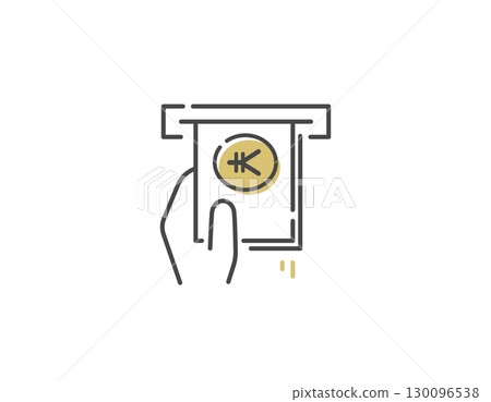 ATM 提款圖示（線條圖、向量） 130096538