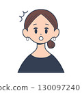 年輕女子驚訝的表情，前上身，簡單的插圖 130097240