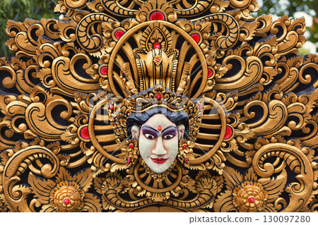 Traditional mask pattern in temple - protective spiri 130097280