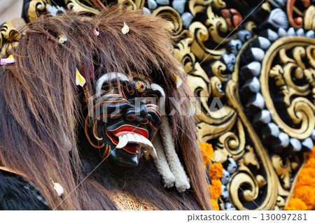Traditional mask pattern in temple - protective spiri 130097281