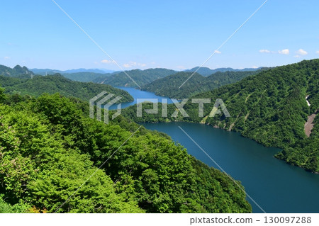 Mountain and dam Mountain and dam 130097288