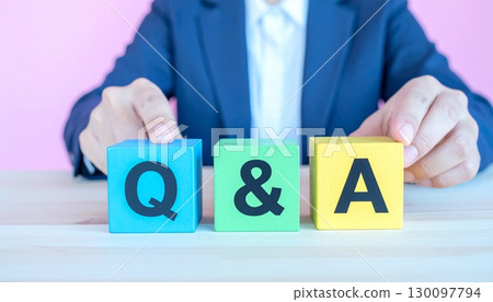Colorful Q&A building blocks with no face and upper body 130097794