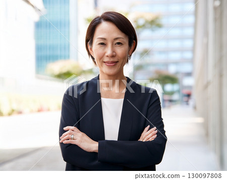 Smiling business woman standing 130097808