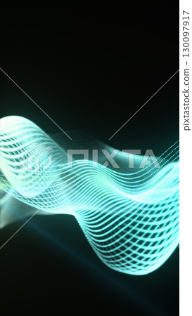 Futuristic digital wave with flowing bright blue particles, depicting innovation, technology, and motion 130097917