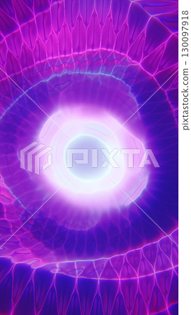 Abstract glowing purple and pink circular energy field with concentric patterns 130097918