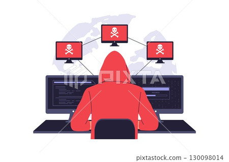 Illustration of Botnet Cyber Attack Illustration of Botnet Cyber Attack 130098014