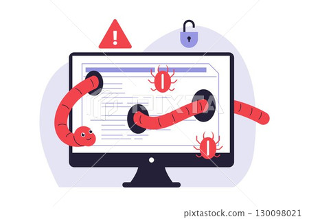 Illustration of Worm Malware Attack 130098021