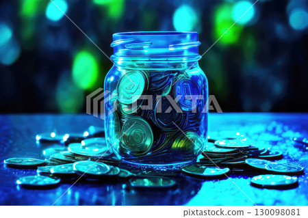 Jar full of coins. Financial concept. 130098081