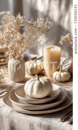 Rustic fall table setting 130098241