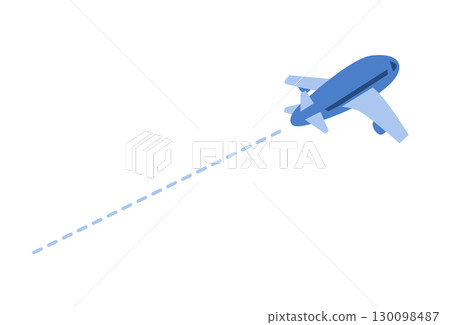 從上方俯瞰天空中飛行的飛機的插圖 130098487