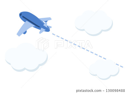 圖示為飛機從上方飛過多雲的天空 圖示為飛機從上方飛過多雲的天空 130098488