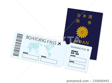 Passport and airline ticket illustration 130098491