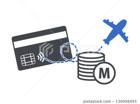 Illustration of earning miles through cards and travel 130098493