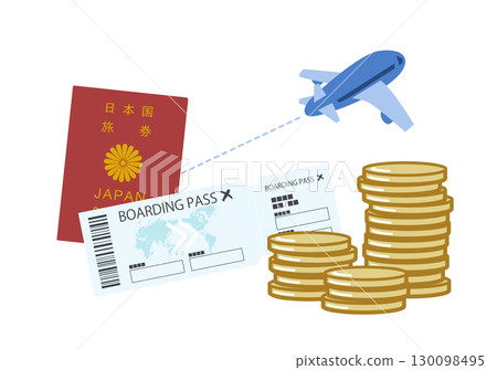 Illustration of earning miles while traveling abroad 130098495