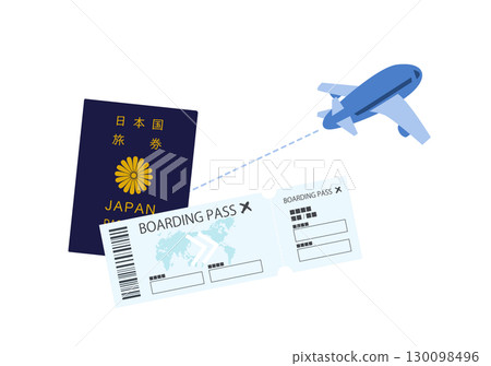 Passport and airline ticket illustration 130098496