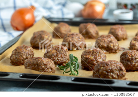 Fresh Oven-Baked Meatballs. Fresh Oven-Baked Meatballs. 130098507
