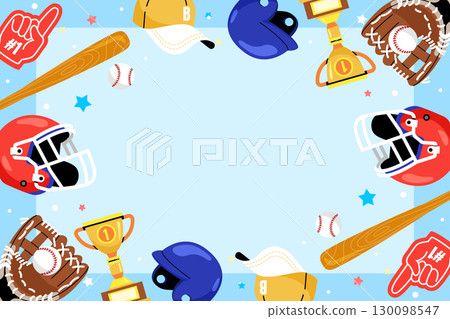 Hand Drawn Flat Baseball Elements Background 130098547