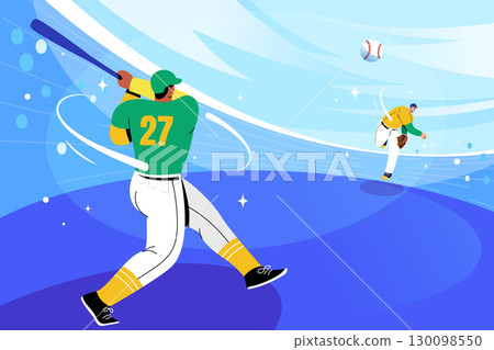 Hand Drawn Flat Baseball Game Illustration Hand Drawn Flat Baseball Game Illustration 130098550