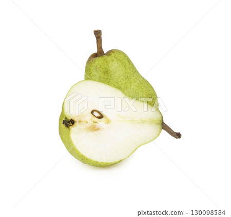 green pear fruit isolated on white background 130098584