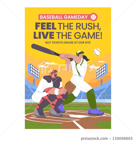Baseball Game hand Drawn flat Poster 130098605