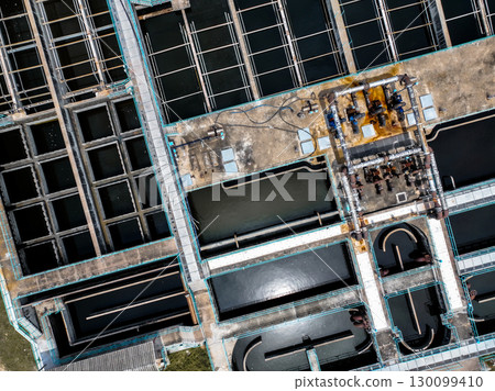 Industrial Water Management Infrastructure Featuring Treatment Pools And Recycling Systems Designed For Energy Efficiency, Sustainability, And Municipal Resource Optimization In Urban Environments 130099410