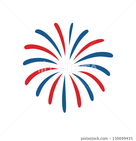 Vibrant red and blue firework. Burst illustration on a white background. Celebrating festivities Vibrant red and blue firework. Burst illustration on a white background. Celebrating festivities 130099435