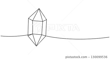 Gemstone one line continuous drawing. Precious crystal. Vector illustration 130099536
