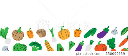 Vegetables banner. Fresh vegetables. Natural vegetarian foods. Organic farm company design template. Vector illustration. Vegetables banner. Fresh vegetables. Natural vegetarian foods. Organic farm company design template. Vector illustration. 130099639