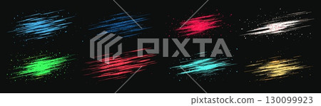 Portal distortion. Transgression effect, magic portal interdimensional window warp door graffiti color splatter multicolor brush strokes spray grange scratched vector illustration 130099923