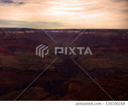 Sunset Hazy Sky Day At The Grand Canyon Arizona Sunset Hazy Sky Day At The Grand Canyon Arizona 130100289