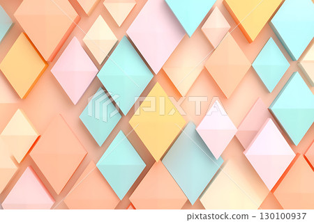 Colorful Geometric Shapes in Soft Pastel Hues on a Modern Background 130100937