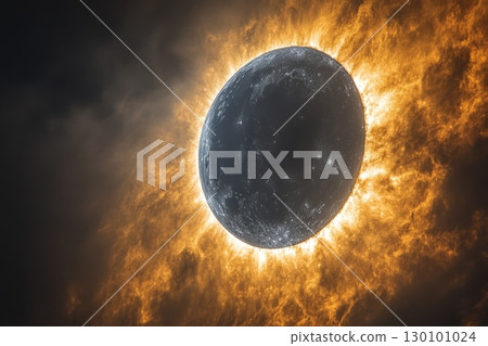 Moon During Fiery Solar Eclipse 130101024
