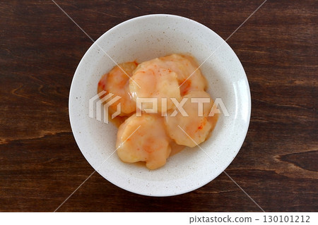 Shrimp mayo on a table background viewed from directly above 130101212