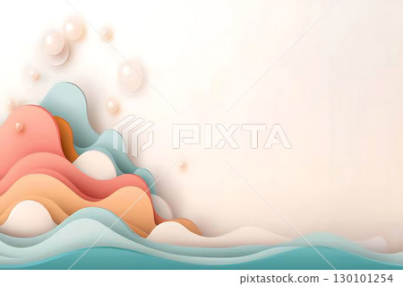 Abstract Waves with Soft Curves and Bubbles on Light Background for Modern Design 130101254