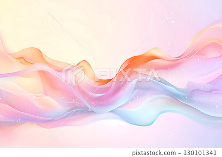 Soft Waves of Colorful Fabric Flowing Across a Dreamy Pastel Background 130101341