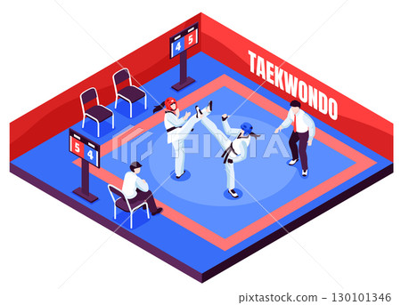 Isometric Taekwondo Martial Arts Training Illustrations 130101346