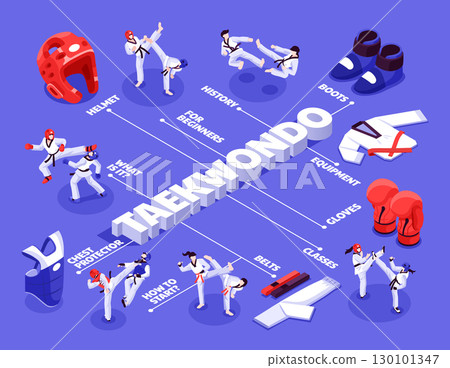Isometric Infography of Taekwondo Moves Isometric Infography of Taekwondo Moves 130101347