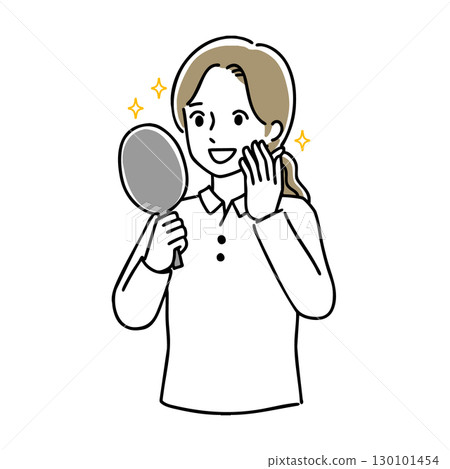 Woman looking in the mirror 130101454