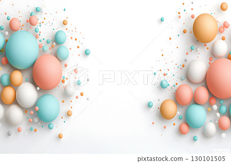 Vibrant Abstract Composition of Colorful Spheres and Dots on White Background 130101505