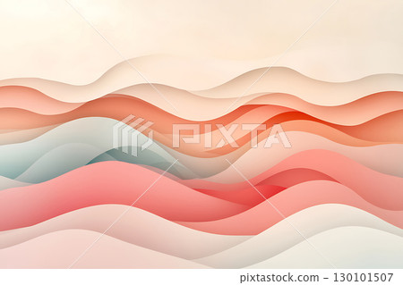 Abstract Waves in Soft Hues of Coral, Mint, and Peach for Calming Visual Aesthetics 130101507
