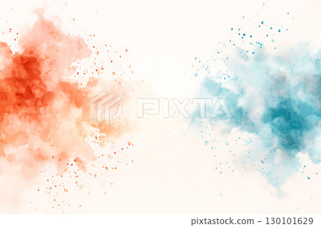 Vibrant Abstract Watercolor Background with Orange and Blue Splash Effects for Fine Art 130101629