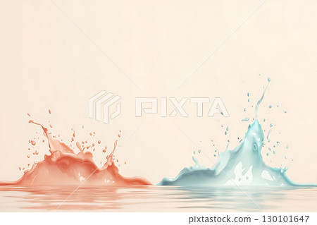 Colorful Water Splash in Red and Blue on Soft Background, Creative Liquid Action Scene 130101647