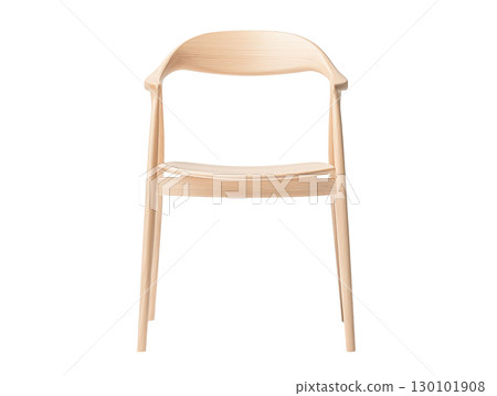 Minimalist wooden chair with curved backrest and sleek design, perfect for modern interiors. Ideal for dining or office spaces, combining style and comfort 130101908