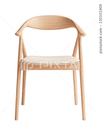 modern wooden chair with curved backrest and soft cushion, perfect for dining or office use. Its minimalist design adds elegance to any space 130101909