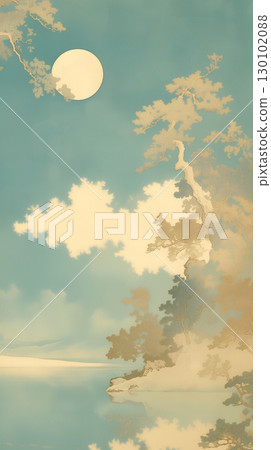 精緻優雅的日式壁紙。柔和的色彩與日本風景融合，具有藝術質感的背景材料。 130102088
