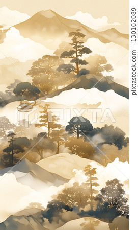 精緻優雅的日式壁紙。柔和的色彩與日本風景融合，具有藝術質感的背景材料。 130102089