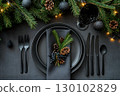 festive table setting with cutlery 130102829